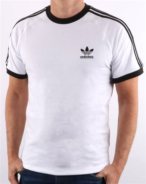 adidas herren 3-stripes tee t-shirt weiß weiß schwarz|adidas white 3 striped tee.